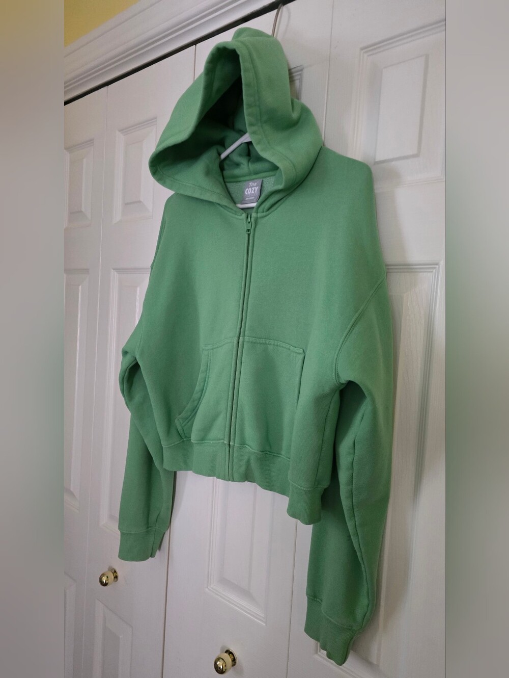 Aritzia TNA Fleece Boyfriend Boxy Zip-Up Hoodie In Kiwano Green Small